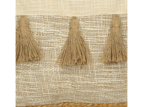 Dekokissen Boho mit Quasten, Baumwolle/Jute 40x60cm, natur
