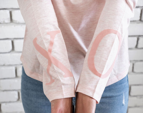 XOX Shirt Rundhals Ausschnitt, Longsleeve, rosé - Fair Trade