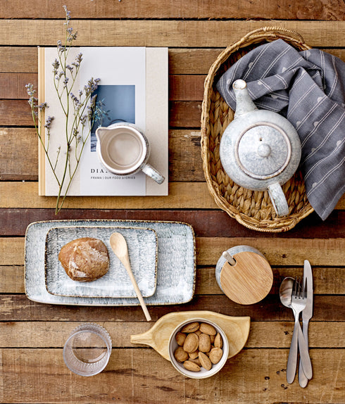 Bloomingville, Teller, Servierplatte groß Natasha, Keramik, Vintage, grau