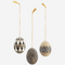 Madam Stoltz, Boho Dekohänger Ethno, Pappmache Eier 3er-Set, natur-schwarz-weiß