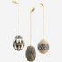Madam Stoltz, Boho Dekohänger Ethno, Pappmache Eier 3er-Set, natur-schwarz-weiß