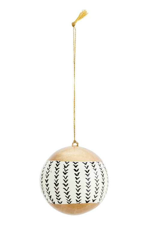 Madame Stolz, Hängedeko, handbemalte Weihnachtskugel, hellgelb-schwarz