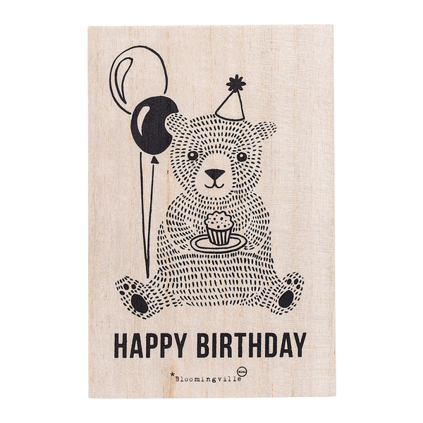 Bloomingville, Geburtstagskarte Bär, Holz