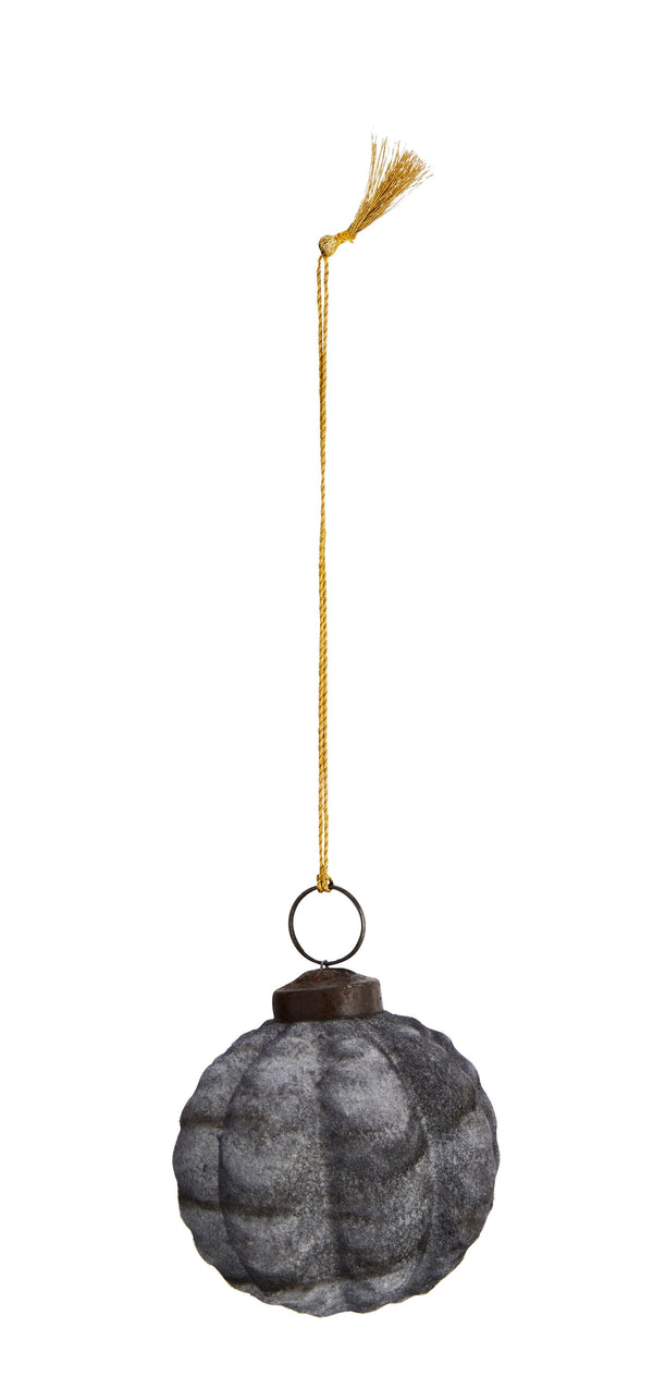 Madame Stolz, Hängedeko, Glaskugel, Weihnachtskugel, silbergrau