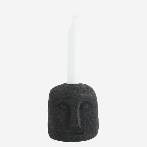 Madam Stoltz Kerzenhalter Gesicht, grau-schwarz