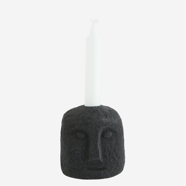 Madam Stoltz Kerzenhalter Gesicht, grau-schwarz