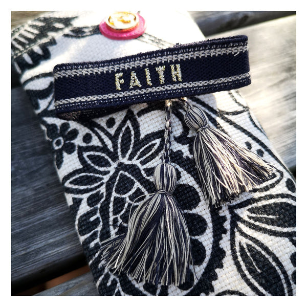 Message Armband FAITH, schwarz-gold