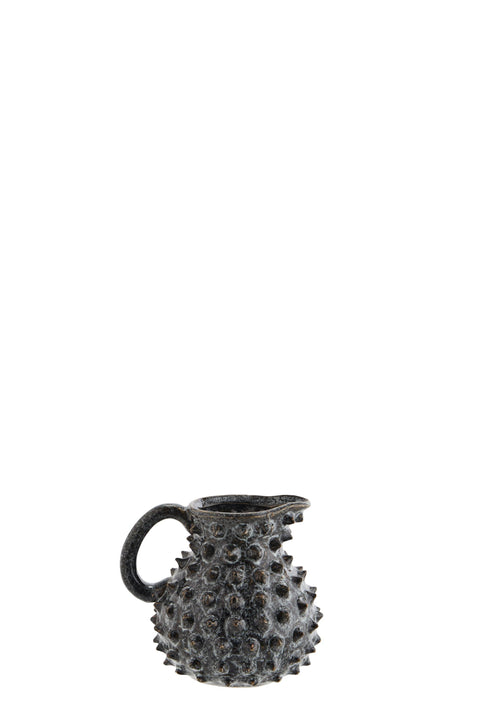 Madam Stoltz Steingut Krug, Vase mit Stacheln, terrakotta-petrol-braun, 15 x 15 x 14 cm