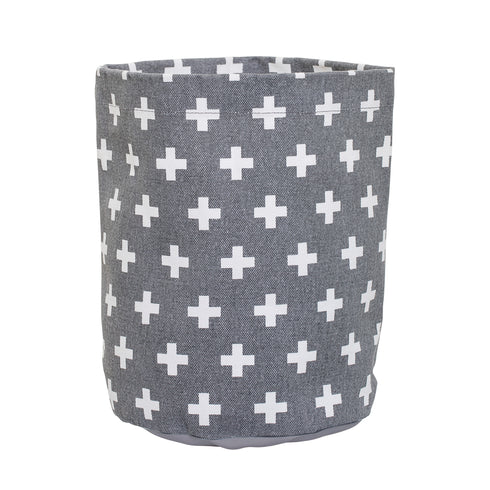 Aufbewahrungskorb Cross, Übertopf Scandi, grau-weiß