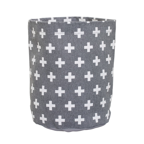 Aufbewahrungskorb Cross, Übertopf Scandi, grau-weiß