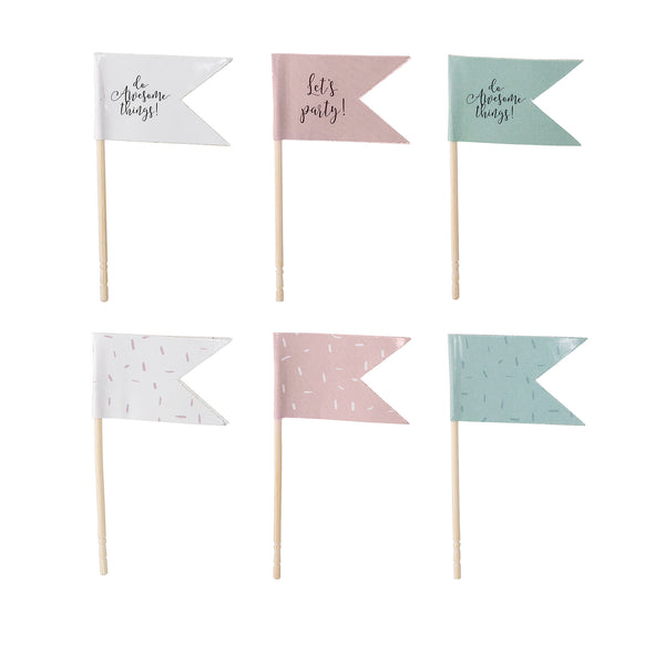 Bloomingville, Partyfähnchen, Cake Topper, weiß-rosa-mint, 24Stk.
