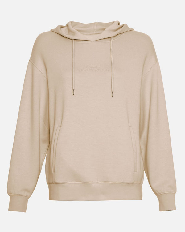 Moss Copenhagen - IMA Logo Hood Sweatshirt white pepper, Kapuzenpullover, Hoodie beige-sand