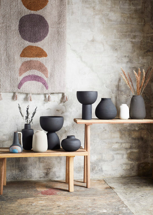 Madam Stoltz Stabkerze two tone, schwarz-ivory