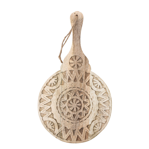 Bloomingville Schneidebrett, Holzbrett Ethno, Servierbrett Mangoholz rund