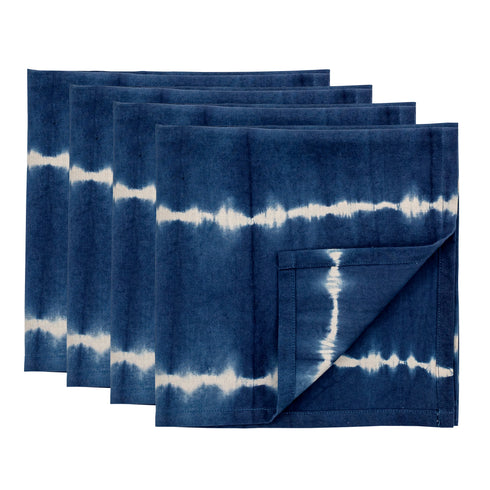 Stoffservietten Batik, blau-weiß, 4er-Set