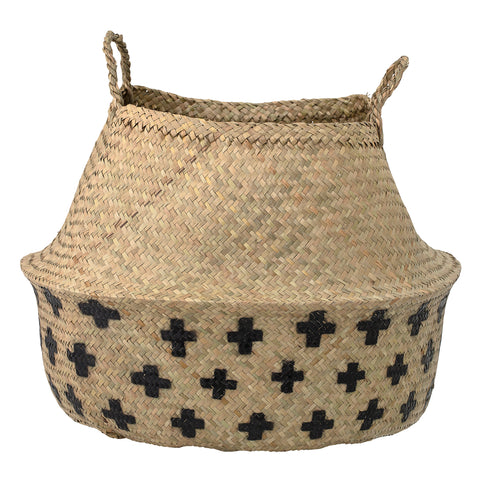 Bloomingville, Aufbewahrungkorb Seegras, natur-schwarz, XL