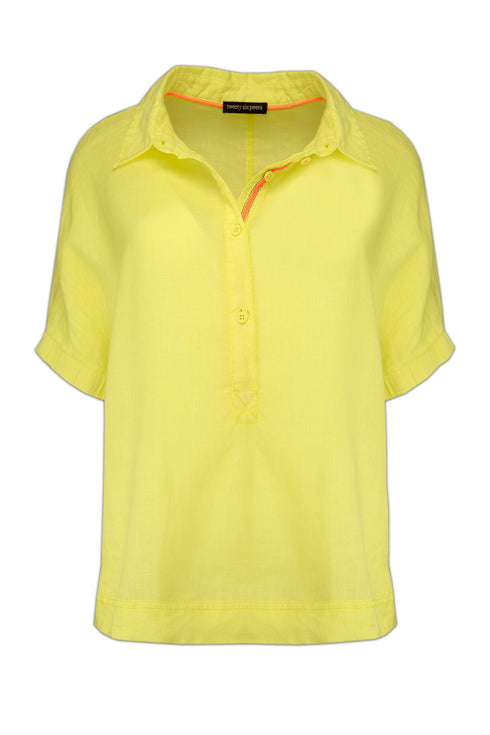 Twenty Six Peers Leinenbluse Kurzarm, zitronengelb - Fair Trade