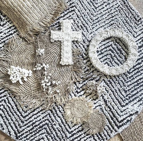 Boho Wanddeko Muschelkranz, Tischdekoration O Shell