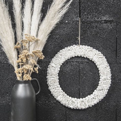 Boho Wanddeko Muschelkranz, Tischdekoration O Shell