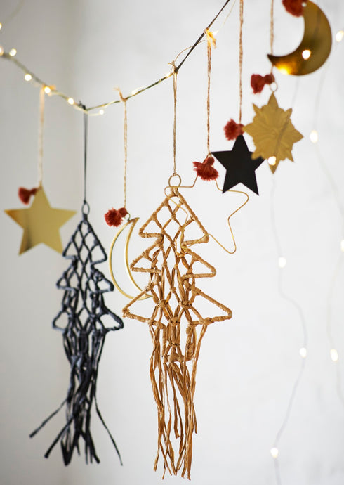 Madam Stoltz, Makramee Weihnachtsbaum hängend Papier, natur