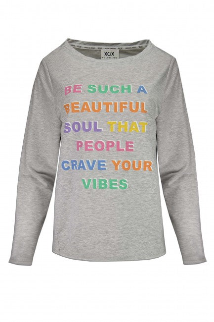 XOX Sweatshirt Rundhals, Longsleeve, Good Vibes - Fair Trade