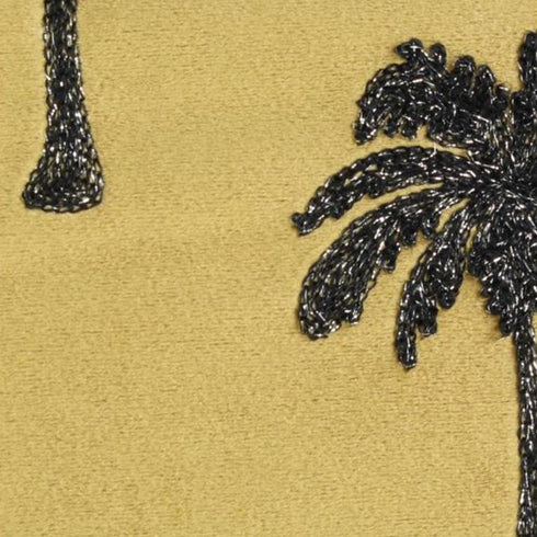 Samtkissen, mit edler Palmenstickerei, gold ocker schwarz, 45x45
