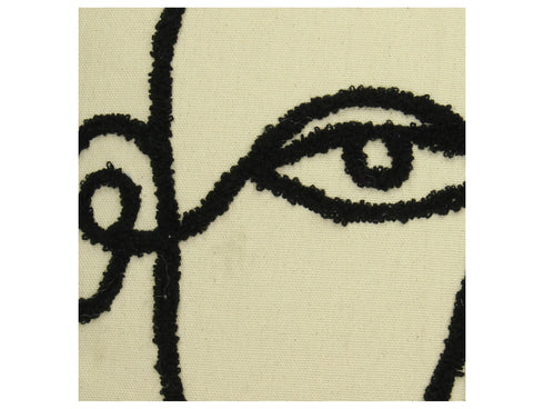 Modernes Dekokissen Face, Zierkissen mit Gesicht, 45x45, offwhite-schwarz