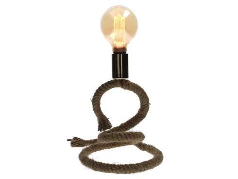 Rustikale Designlampe schwebendes Seil maritim, natur-gold