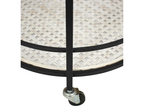 Beistelltisch auf Rollen, Rundregal auf Rollen mit zwei Böden