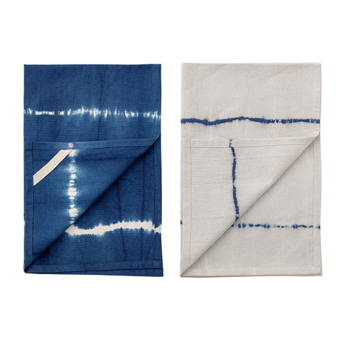 Bloomingvillle Küchenhandtücher Batik 2er-Set, blau-weiß