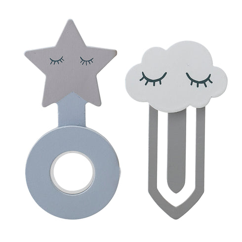 Bloomingville, Lesezeichen Holz, Star & Cloud, 2er-Set