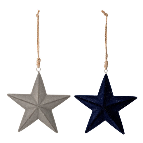 Bloomingville, Baumschmuck, Dekoanhänger X-Mas, grau-blau 2er-Set