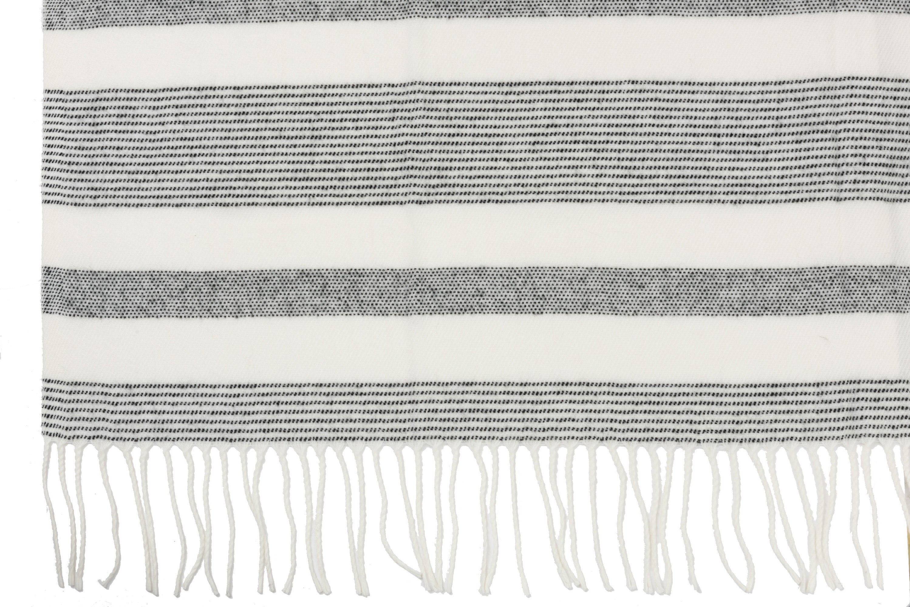 – Decke mit grau-weiß Plaid, Fransen, waysens