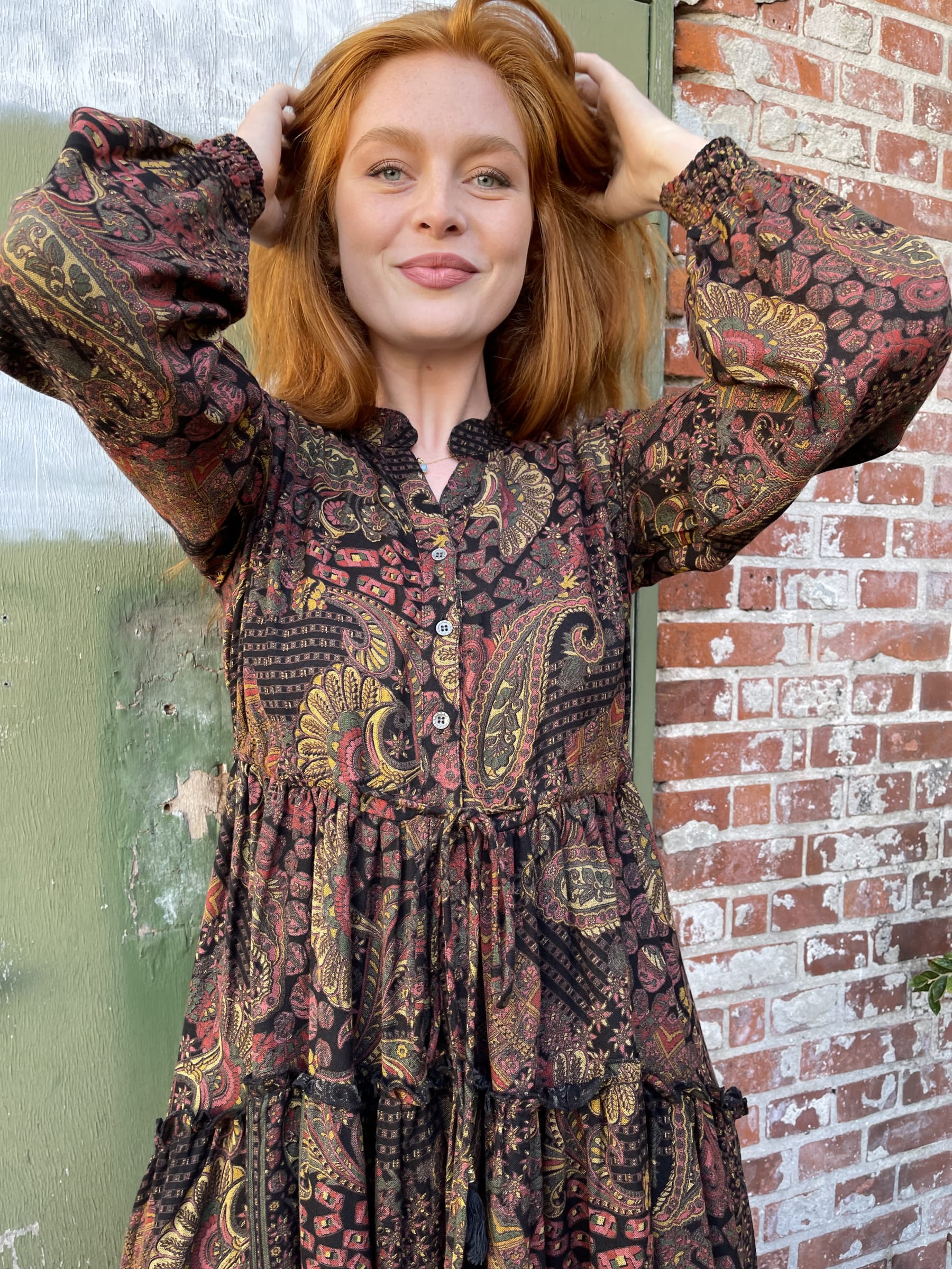 Black Colour Boho Kleid Longdress Paisley Hippiekleid mehrfarbig waysens